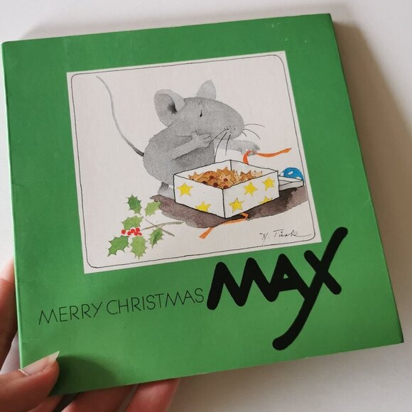 Merry Christmas Max by Hanne Turk Book Green Holiday Cookies Cute Mouse - Picture 1 of 10